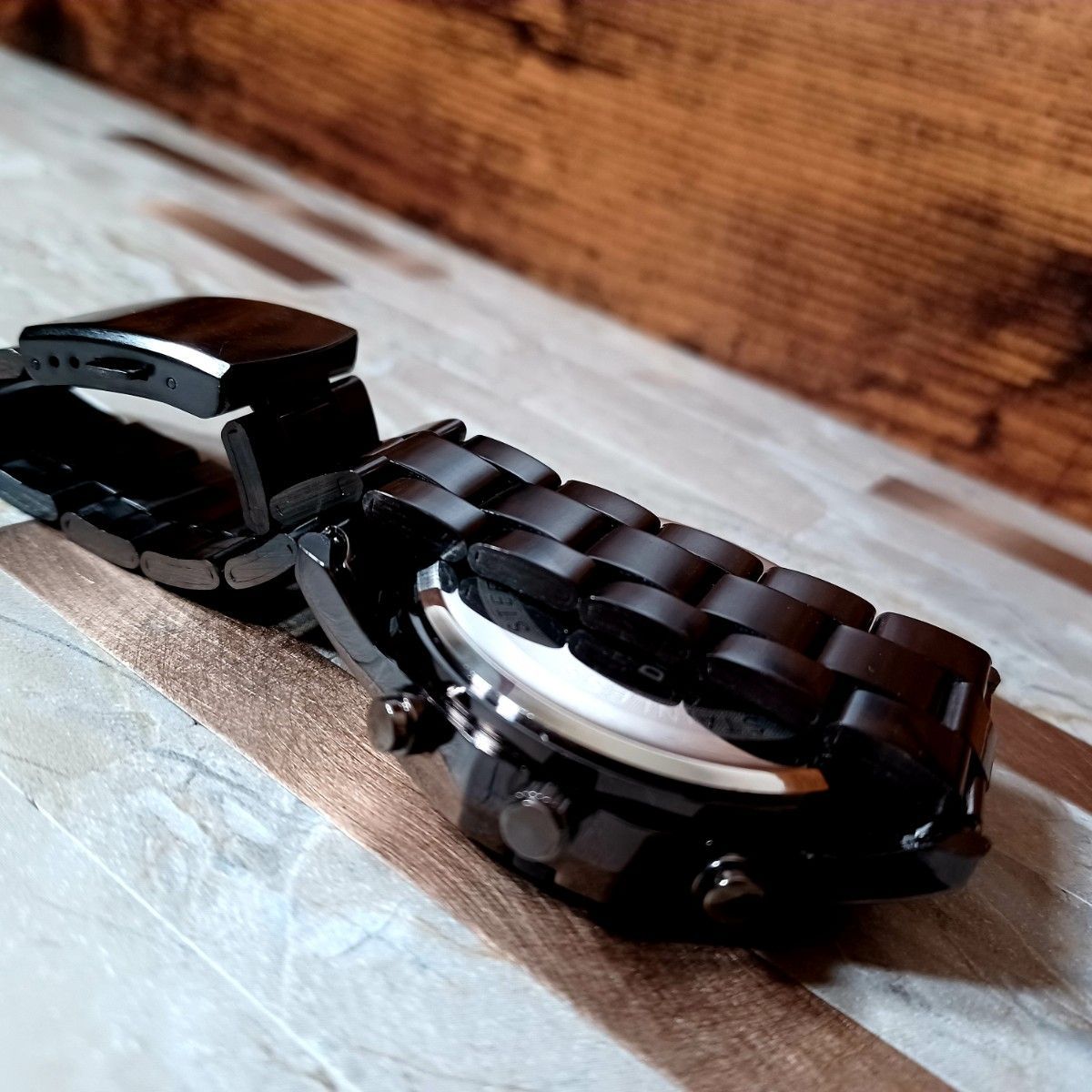 T298 新品 美品クロノグラフ 腕時計メンズラグジュアリーステンレス黒黒