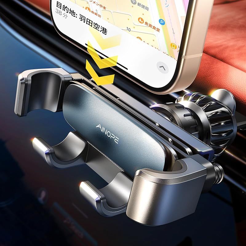 限定セール，本物保証 【新品】 【2025最新進化クリップu0026最強の安定】AINOPE スマホホルダー 車 車載ホルダー 重力式 エアコン吹き出し口 片手操作 車 スマホスタンド 回転可能 自由調節 手帳型ケース 車用 スタ スマホスタンド