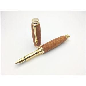 銘木材 万年筆|文房具 〔花梨こぶ杢 かりん〕 中太字 文具 オフィス用品 ステーショナリー