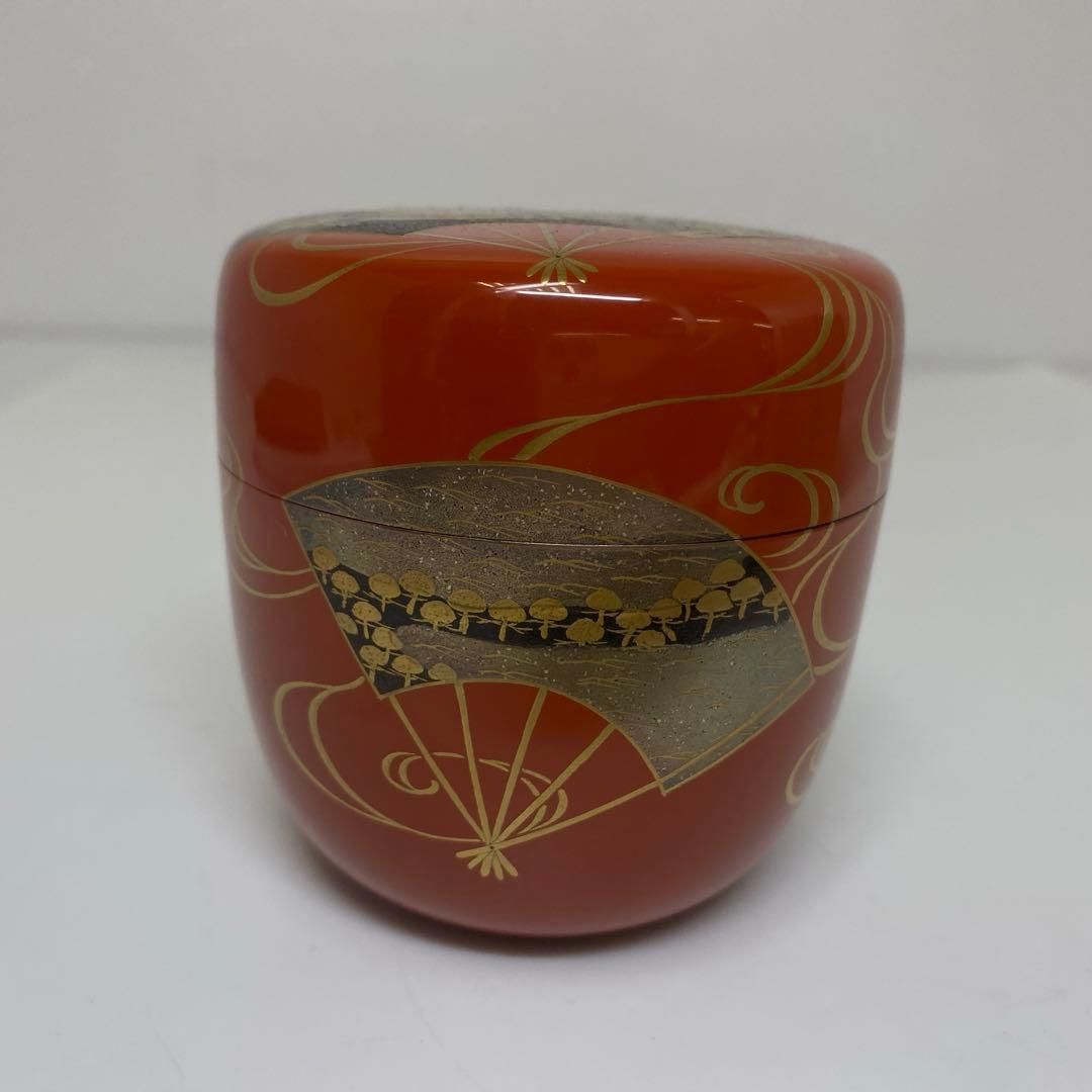 田中宗凌 上蒔絵 扇三景朱大棗 共箱 トヒト 東さ6-1117 2F