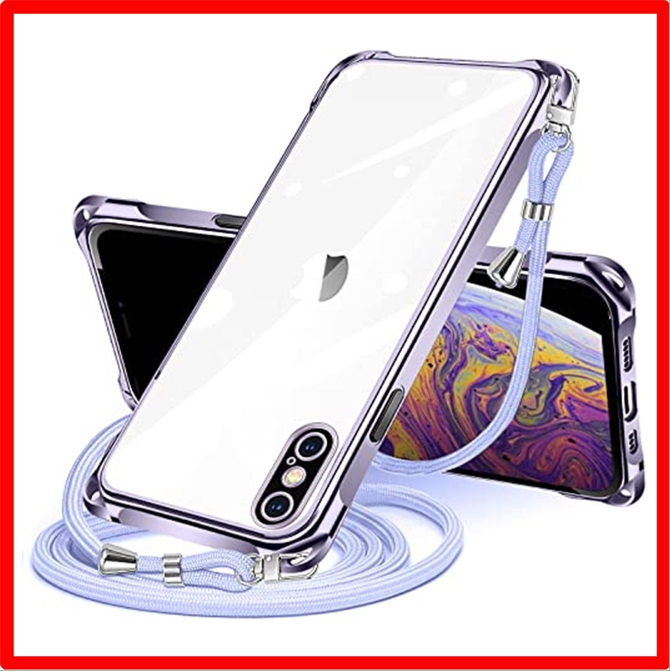 【匿名配送】 iPhone X/XS_パープル iPhone XS 用 ケース クリア ショルダー iPhone X 用 ケース iphone x xs スマホ