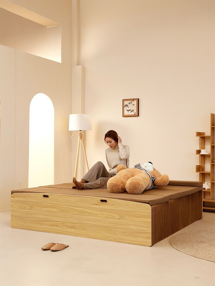 ペーパー折りたたみベッド幅120㎝高さ23㎝組立不要マットレス付き