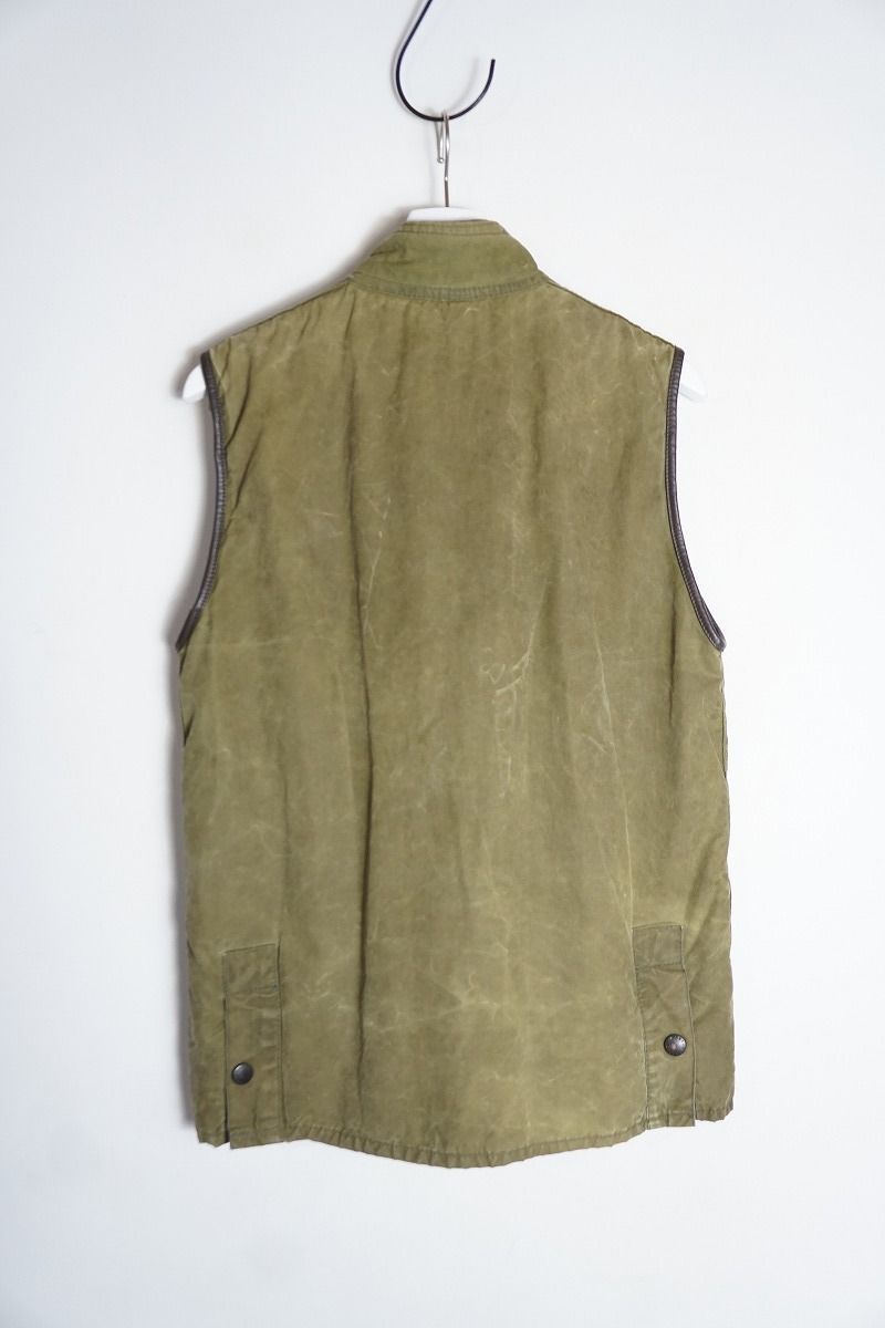 80s 90s BARBOUR バブアー オイルド ヴィンテージ Westmorland ウェストモーランド ベスト 3ワラント MADE IN ENGLAND S カーキ1008P