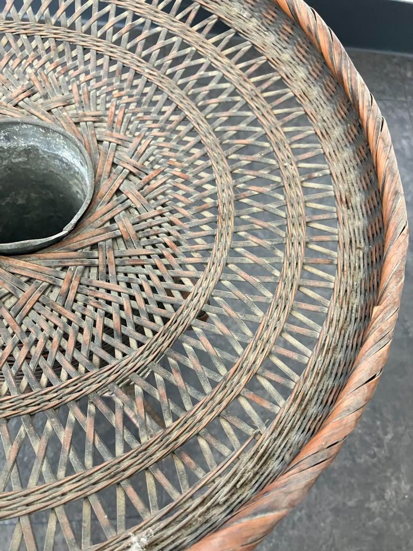 古美術 生花 竹籠 花籠 唐物 花器 三足 古道具 籐 【公式通販】
