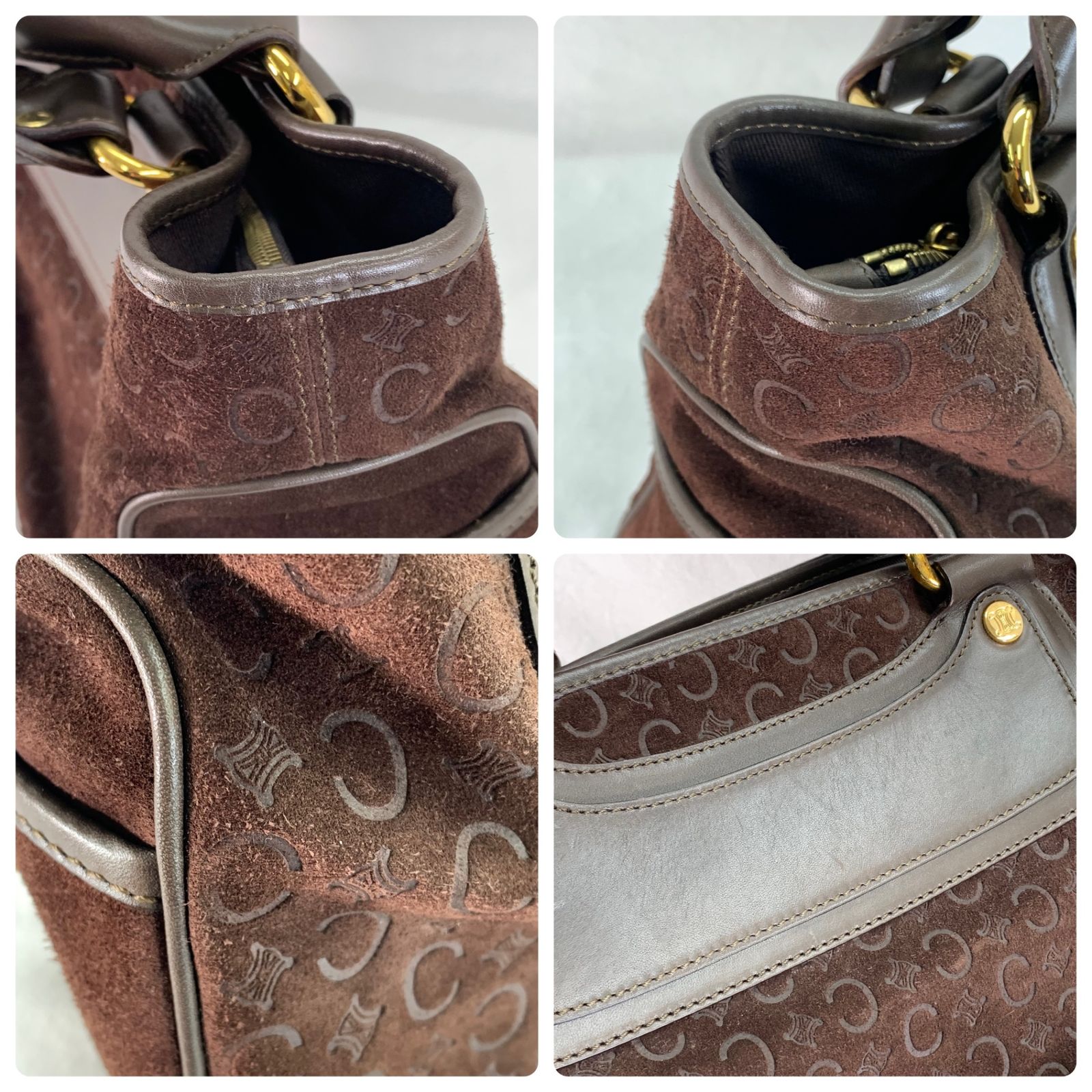 CELINE セリーヌ ブギーバッグ Cマカダム スエード レザー 