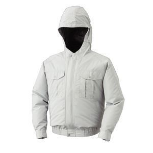 フード付 ポリエステル 空調服|作業着 ファン グレー シルバー 2L