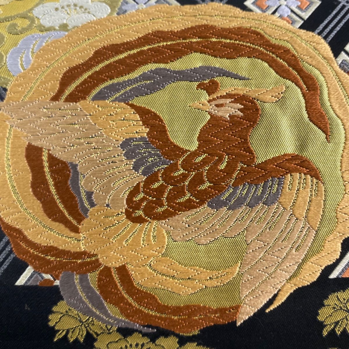 袋帯 美品 秀品 草花 鳥丸文 黒 六通 正絹 【中古】 - メルカリ 袋帯 美品 秀品 草花 鳥丸文 黒 六通 正絹 【中古】 - メルカリ
