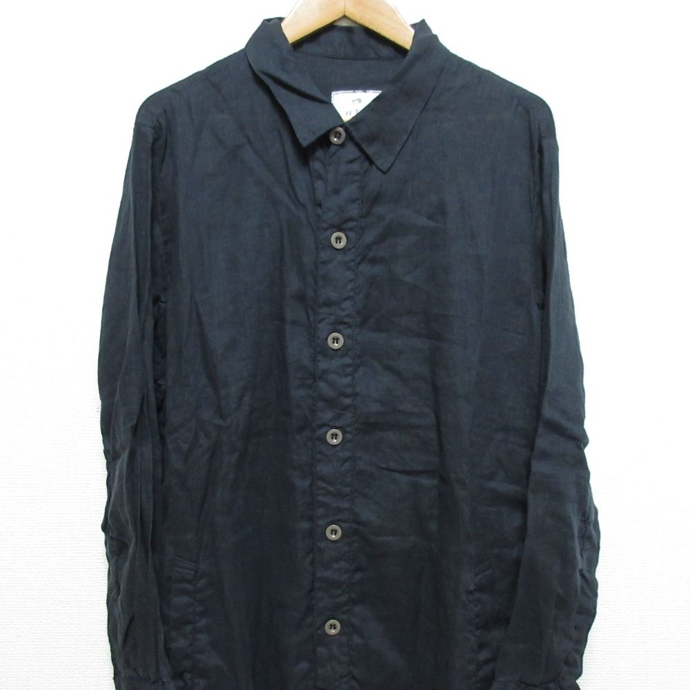 HARROW TOWN STORES◆長袖シャツ/44/コットン/GRY/COTTON LINEN OVERDYE 未使用 HARROW TOWN STORES ハロータウンストアーズ LINEN