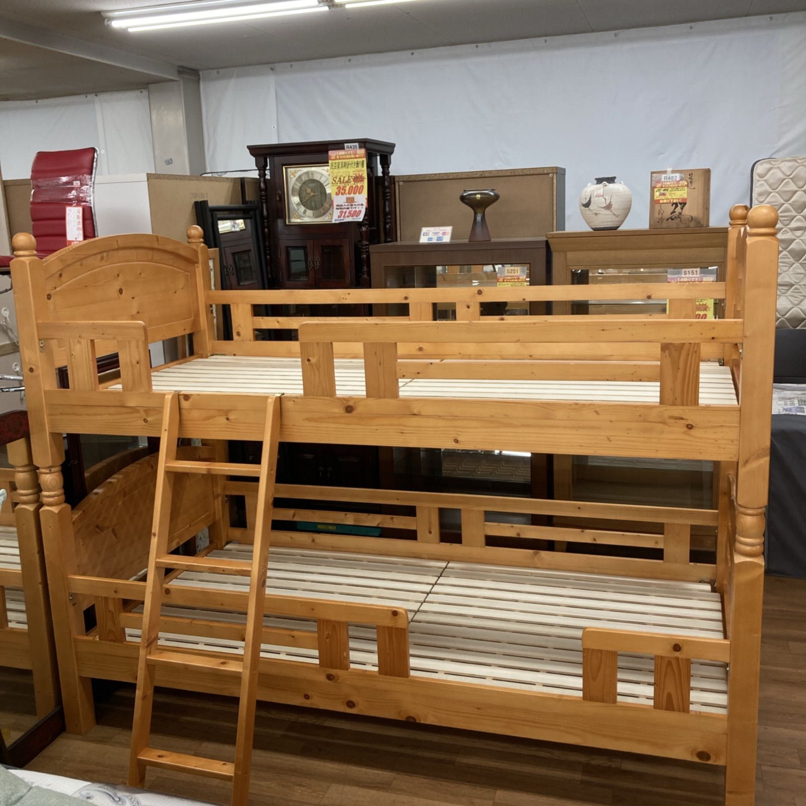 名古屋市近郊送料設置無料 S781 2段ベッド パイン材 シンプルモデル 幅104cm