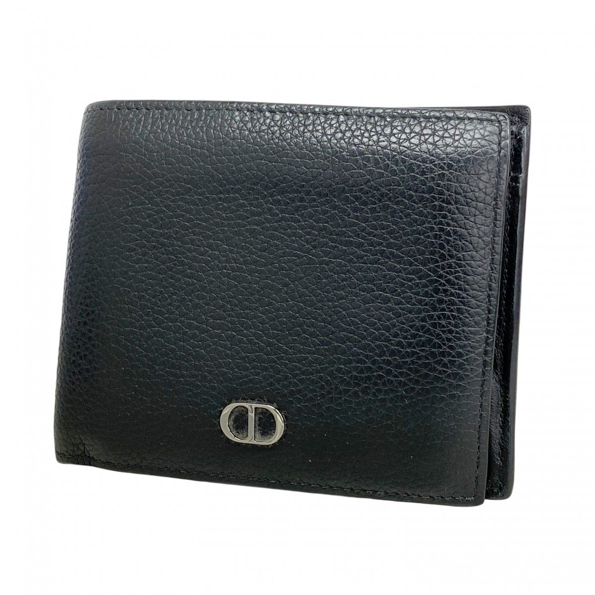 5ie5757 クリスチャンディオール 財布 CDアイコン レザー ブラック シルバー金具 メンズ