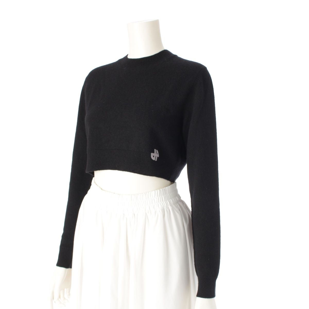 PATOU - パトゥ ウール クロップド ニット セーター トップス KN0998041999B ブラック XS【中古】 パトゥ ウール クロップド ニット セーター トップス