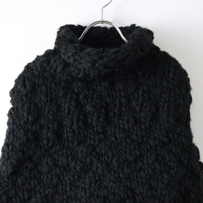 努力 2025AW シーオール SEEALL ハンドメイド クロップド ニット ベスト ブラック プルオーバー ハイネック ローゲージ 2400014394498