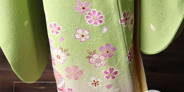 小さいサイズ】振袖 身長142-157cm 緑 gr-005