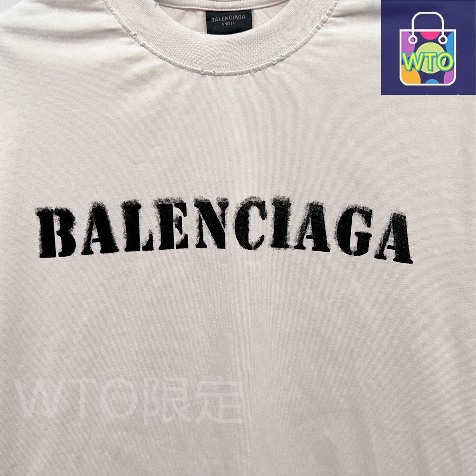 BALENCIAGA モデルグレー プリント Tシャツ 本日限定WTO】BALENCIAGA メンズ＆レディース ロングスリーブ T