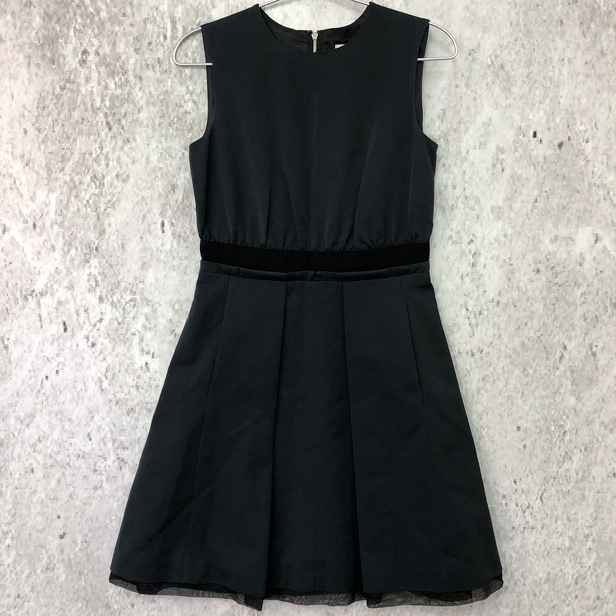 美品✨アベニールエトワール ノースリーブ タック切替ワンピース 黒 Aライン Aveniretoile アベニールエトワール タック ノースリーブ