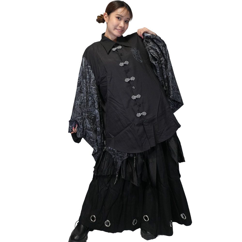 ACDC RAG エーシーディーシーラグ 我楽多 ハカマスカート ロング丈 ボトムス 原宿 原宿系 ファッション パンク ロック ダーク 病みかわいい 派手カワ jr-604-134 ACDC RAG エーシーディーシーラグ 我楽多 ハカマスカート ロング丈