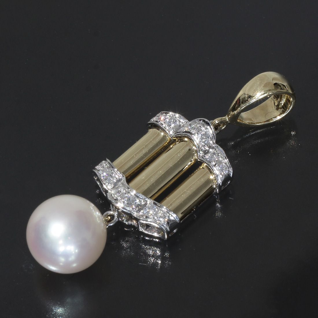 ミキモト MIKIMOTO ダイヤ アコヤパール9mm ペンダントトップ