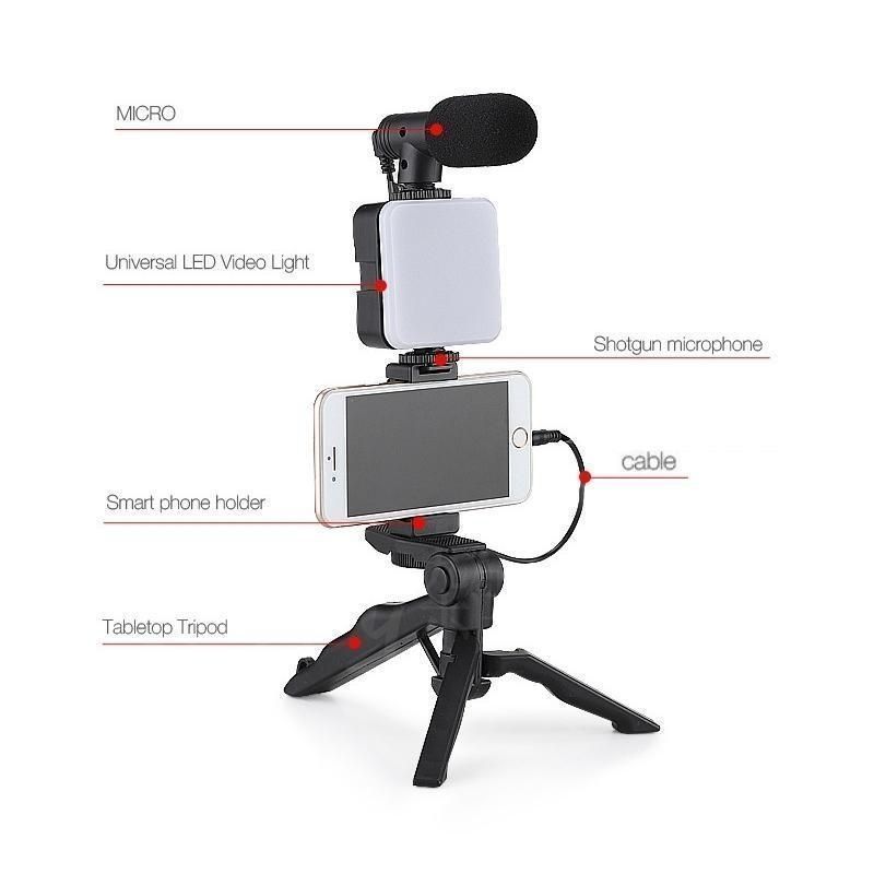 新品 自撮り棒三脚 本格❤️スマホビデオVlogキット LEDライトマイク付 楽天市場】スマホ三脚 LED マイク付 スマホスタンド YouTube