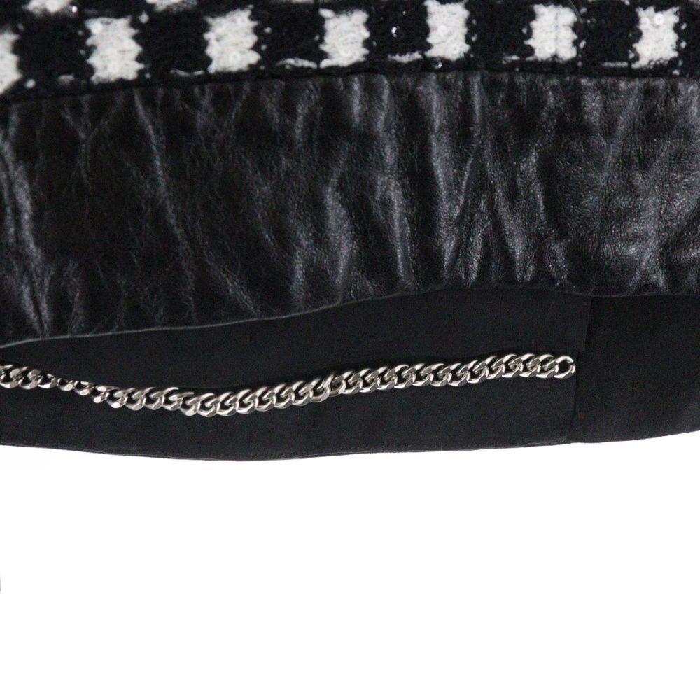 美品　CHANEL シャネル　ロゴ　スパンコール　ジャケット　ブルゾン　ブラック CHANEL シャネル ブルゾン ロゴテープニットジャケット 04P