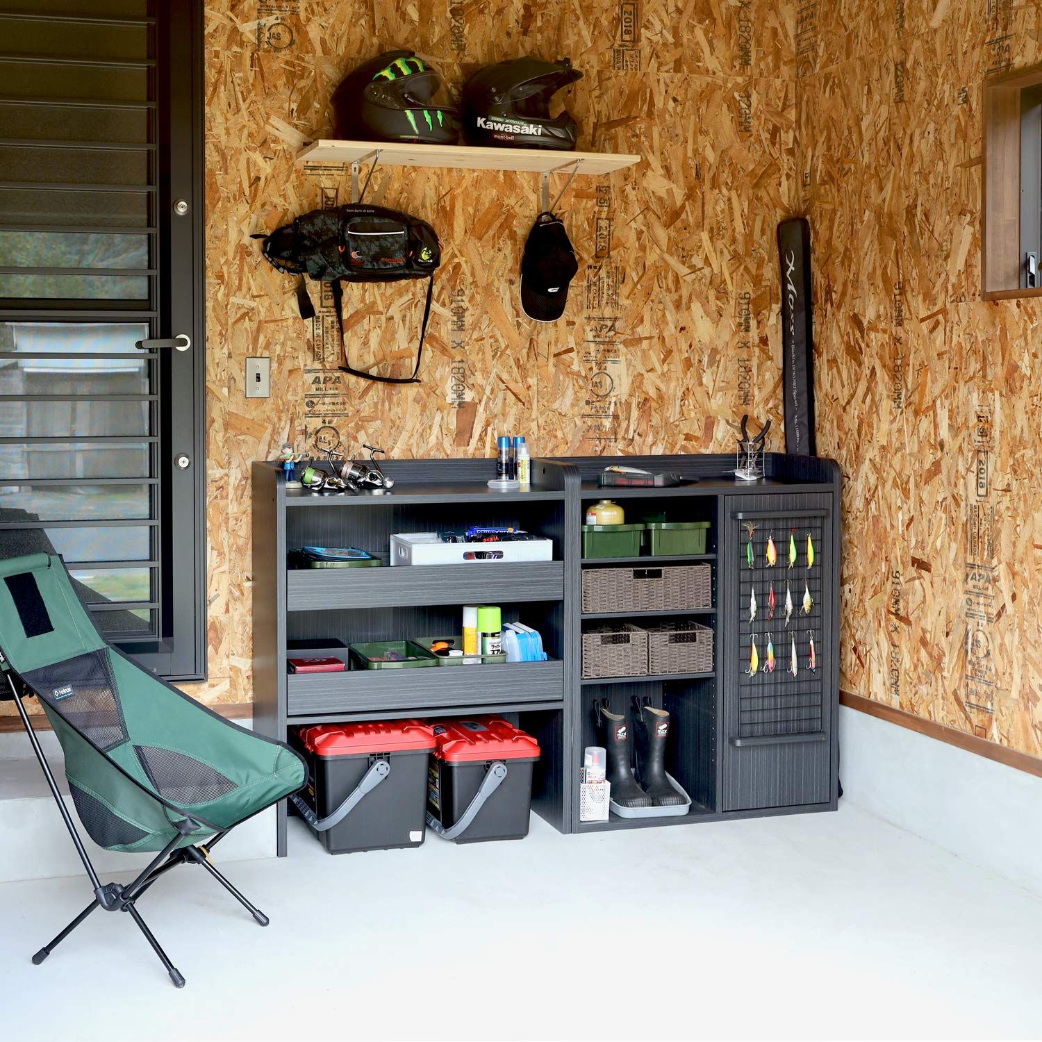 白井産業 釣具 収納 ブラック 釣り具用ストッカー 幅80 高さ100.1 奥行39.6cm PSR-1080DBK ペスカレージ