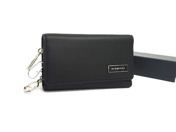 BURBERRY バーバリー レザー 3連 キーケース 鍵入れ メンズ レディース ブラック系 FI5766