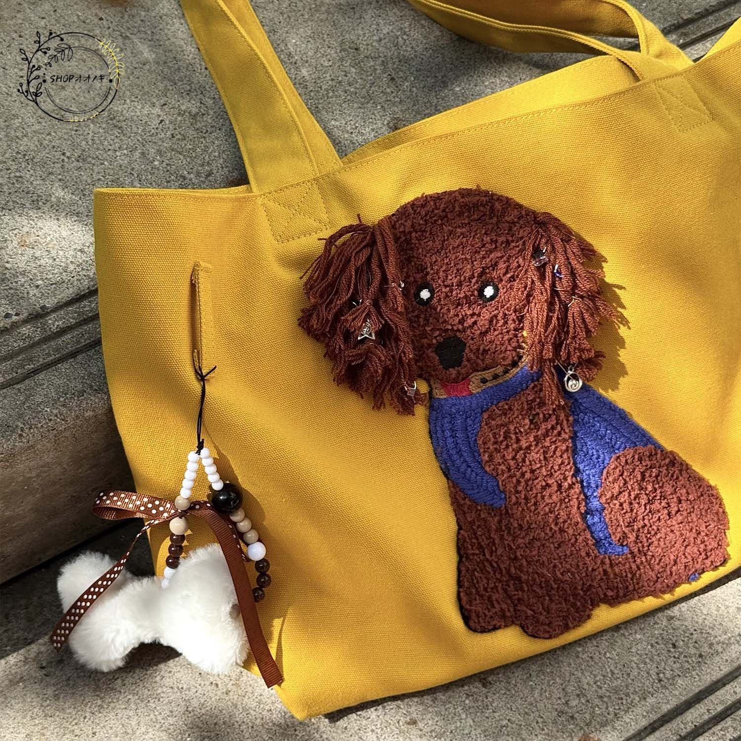 ハンドメイド　デニムリメイク　トートバック　ニコちゃん　派手 ハンドメイド デニムリメイク バッグ ニコちゃんチャーム 03 新作♪360