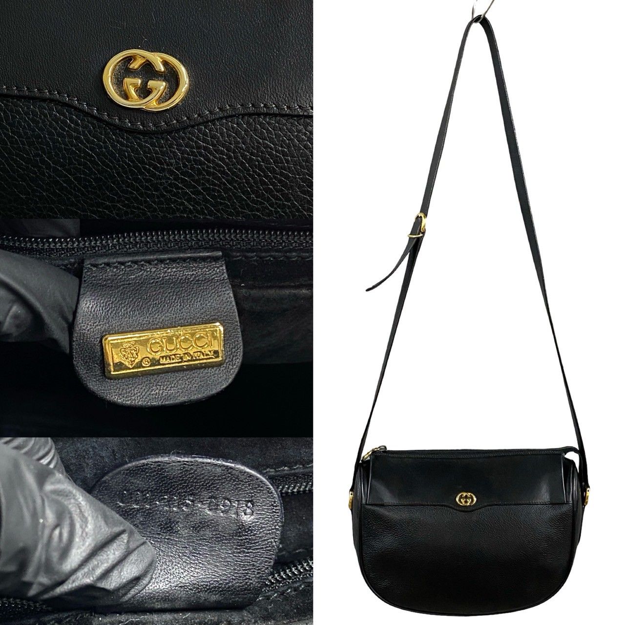 極美品GUCCI オールドグッチレザーミニショルダーバッグ黒