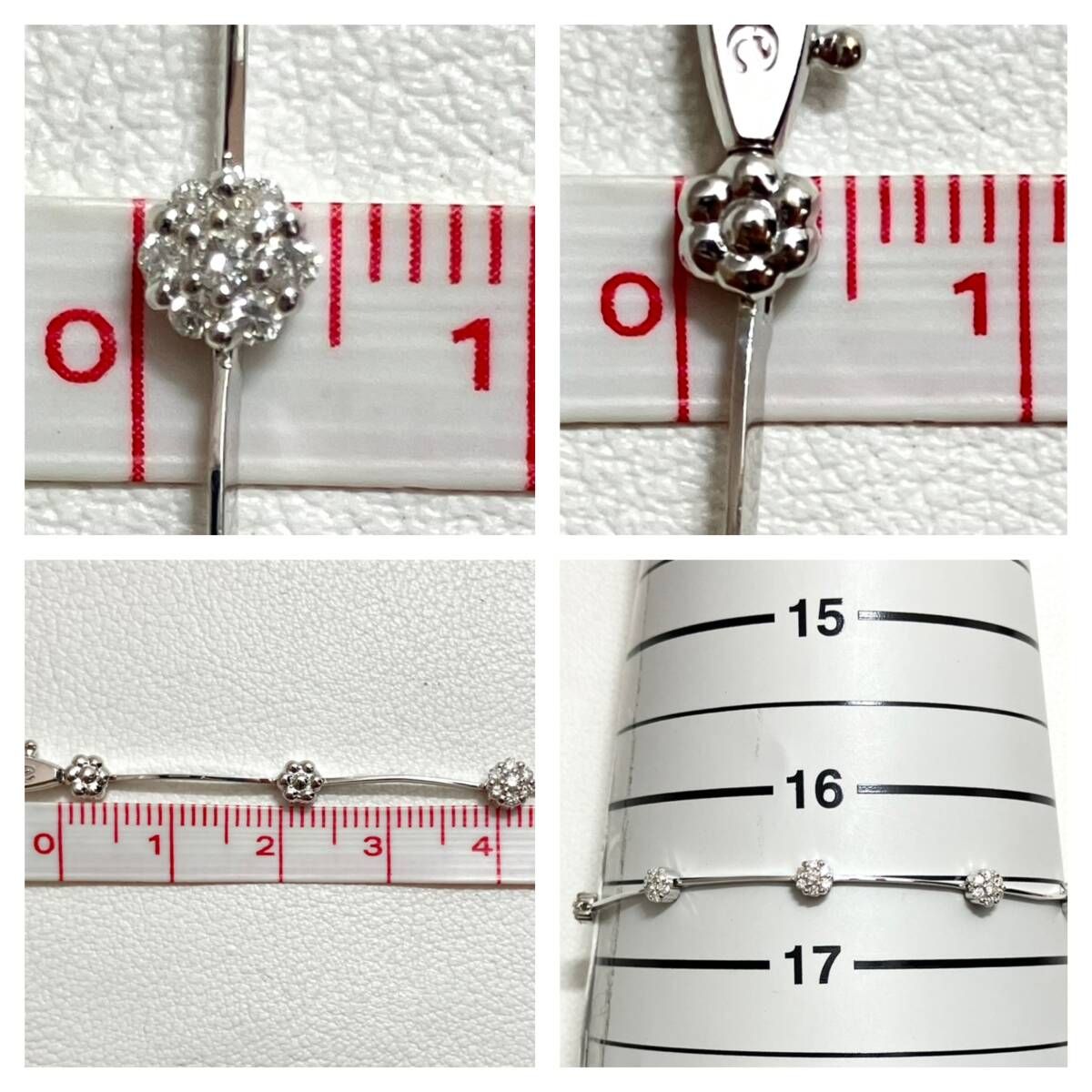 K18WG／ダイヤデザインブレスレット／ダイヤ0.37ct／17cm（内径