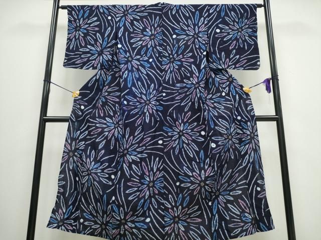 平和屋着物∴夏物 浴衣 有松鳴海絞り 向日葵 ひまわり 綿 逸品 CAAW0977ng