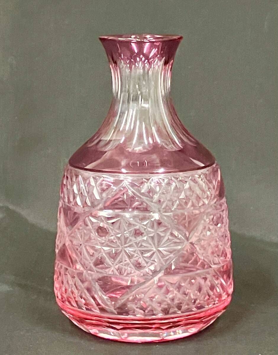 き 薩摩切子 徳利 酒器 ガラス工芸品 高さ約12.5cm