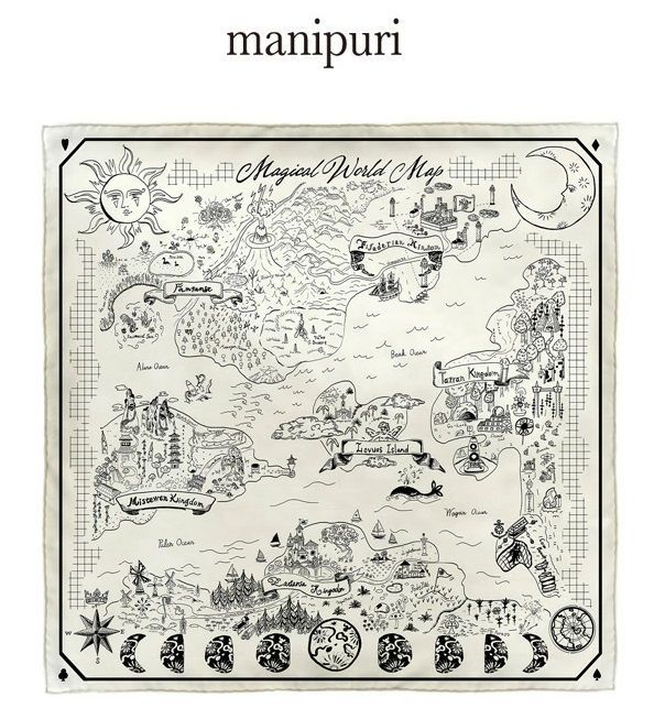 manipuri マニプリ シルクスカーフ65 MAGICAL MAP マジカルマップ 0141330004