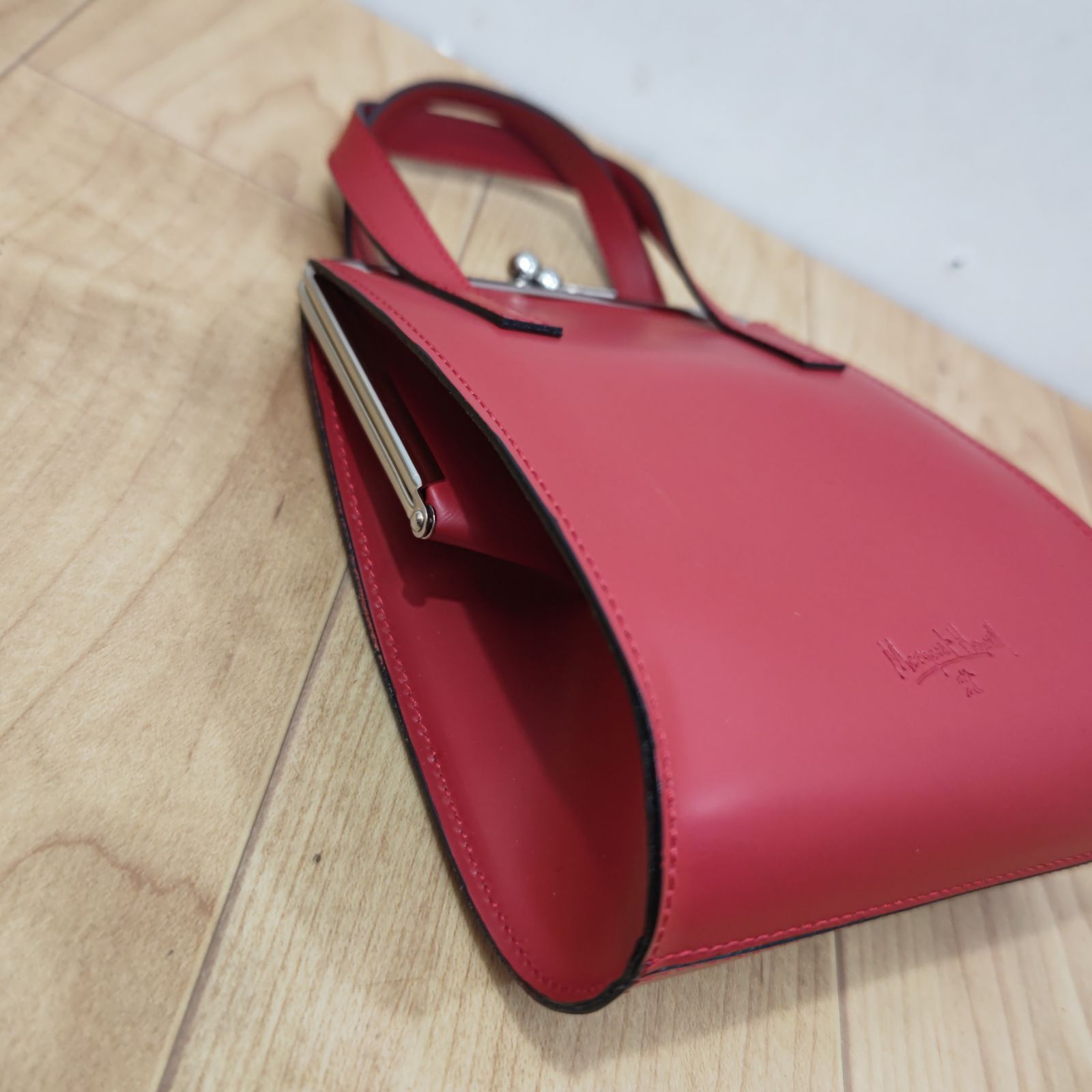 S93950 Margaret Howell 赤 レザー ハンドバッグ ショルダーバッグ美品 