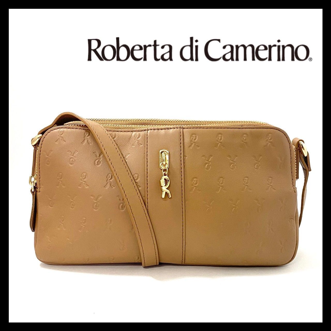 【美品】ロベルタディカメリーノ ミヌエット シルキーシナモン Roberta di Camerino】ミヌエット シルキーシナモン ショルダーバッグ