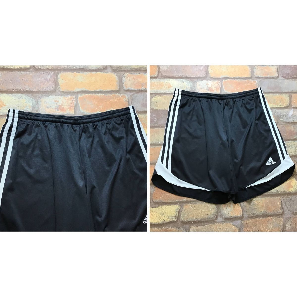 SP1-349★USA買付品★格安★速乾・通気★ブラック【adidas アディダス】CLIAMCOOL 3ストライプ ショーツ【レディース L】スポーツ ランニング ジム USA古着