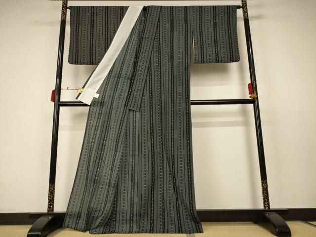 平和屋着物＊夏物 小紋 絽 枝葉間道 洗える着物 AABC6921jd WWW_MORNINGWALKER_COM