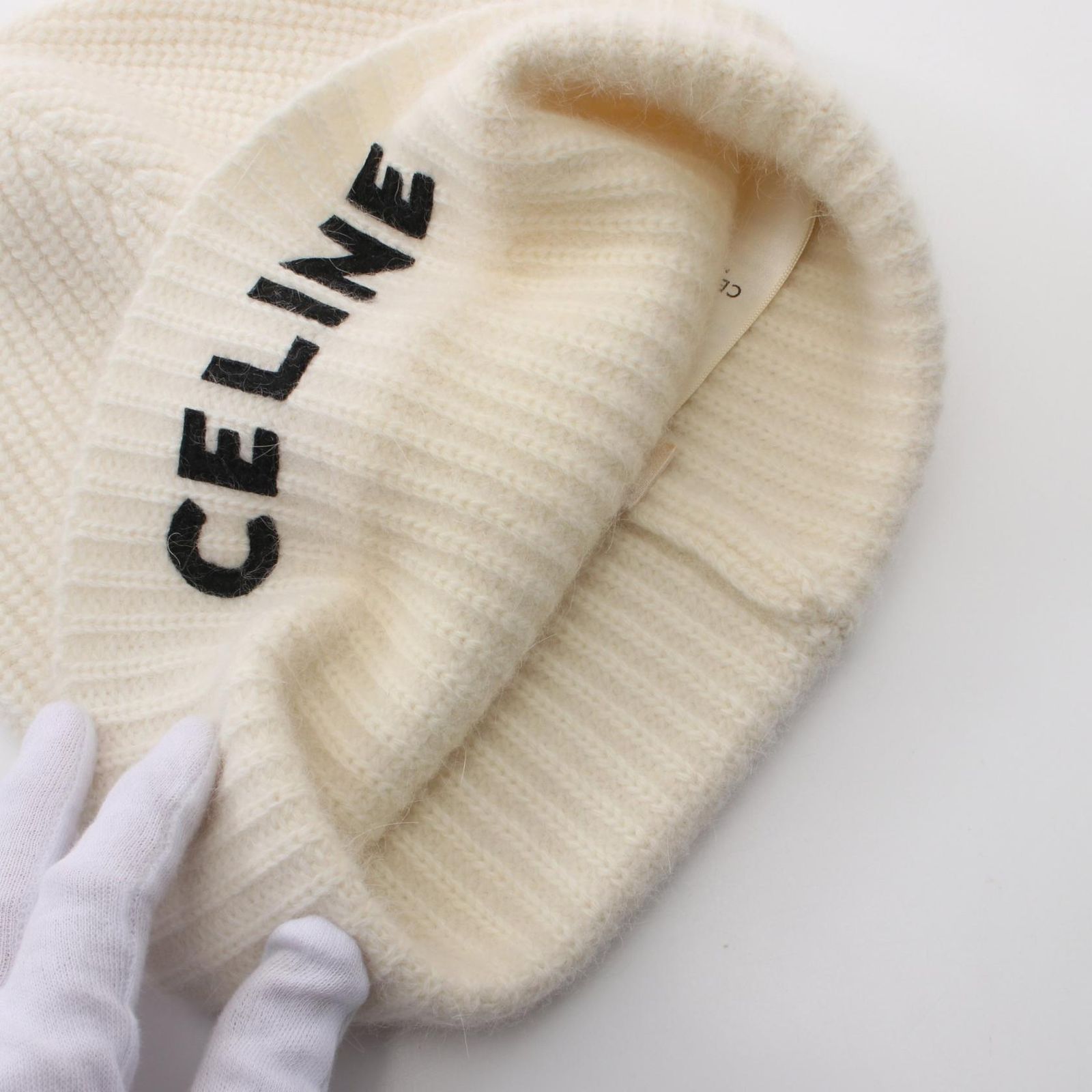 セリーヌ CELINE ニットキャップ 2A25R734L ホワイト ウール