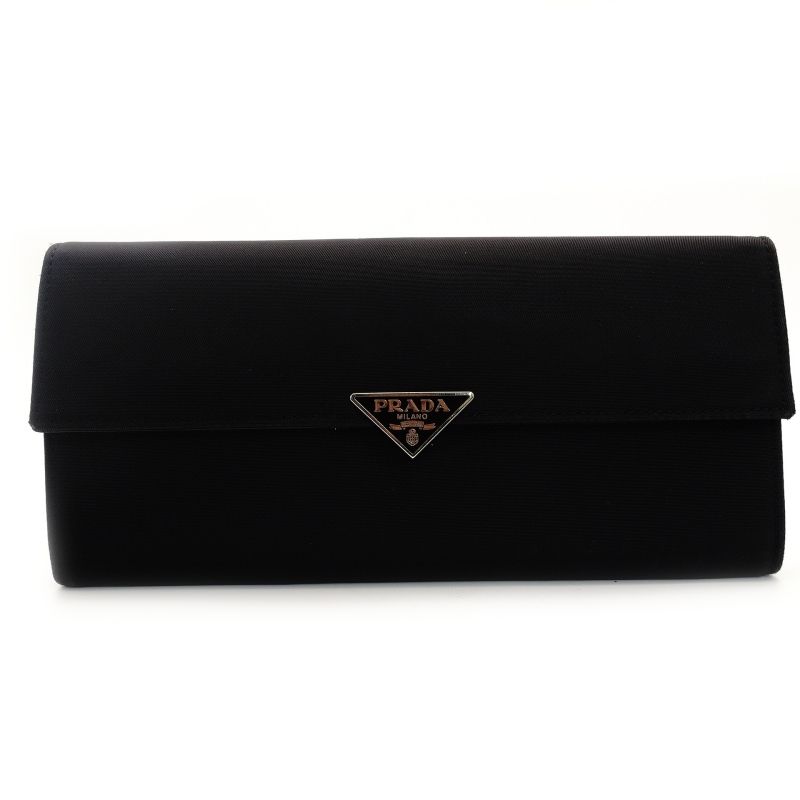 プラダ PRADA 長財布 ナイロン ブラック サフィアーノ レザー 財布 7-8-187