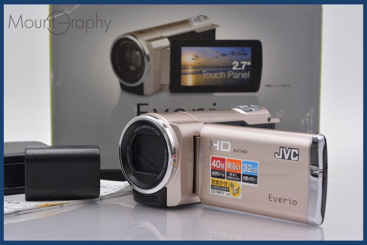ビクター JVC Everio GZ-HM670 40x 元箱 バッテリー 取扱説明書付属 完動 同梱可 mj5675