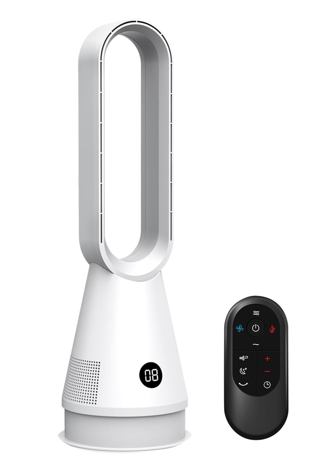 扇風機 冷暖兼用 8段階送風|3段階温風 空気浄化 HEPAフィルター付き DCモーター はねなし扇風機 省エネ リモコン付き 左右首振り 1-9ｈタイマー お手入れ簡単 ファンヒーター オフィス|脱衣所|寝室|リビング 羽なし タワーファン 温風 冷風 PS