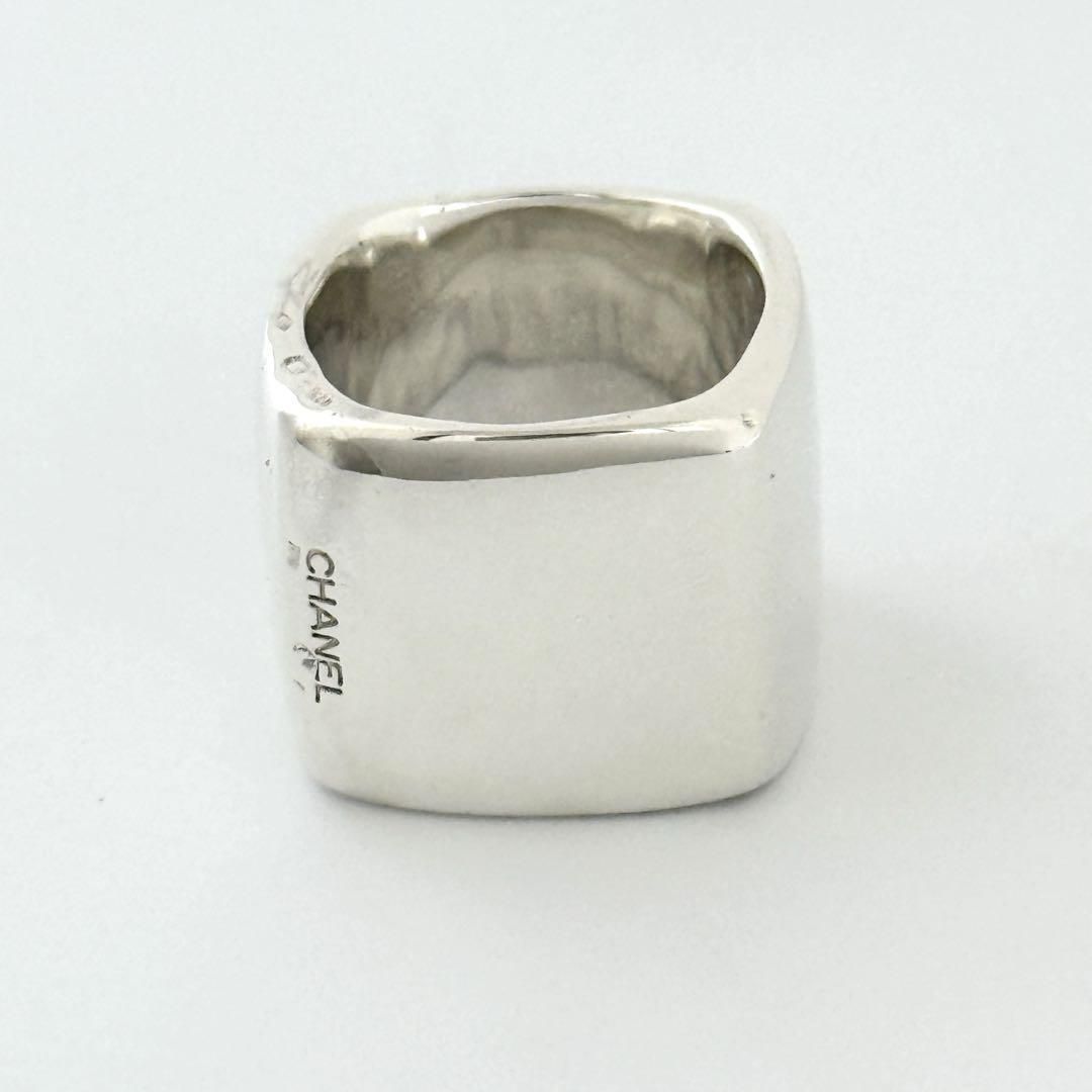 希少 シャネル CHANEL ワイドロゴ スクエア リング SV925 17号 13号】シャネル ヴィンテージ ワイド スクエア リング シルバー 925