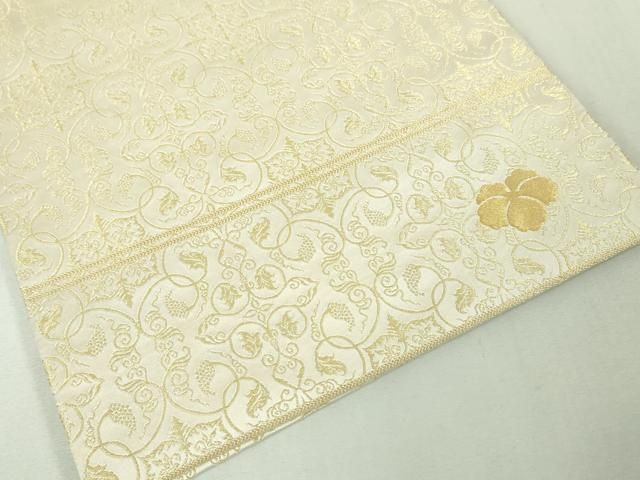 平和屋本店□極上 龍村美術織物 九寸開き名古屋帯 葡萄唐草文錦 金糸  
