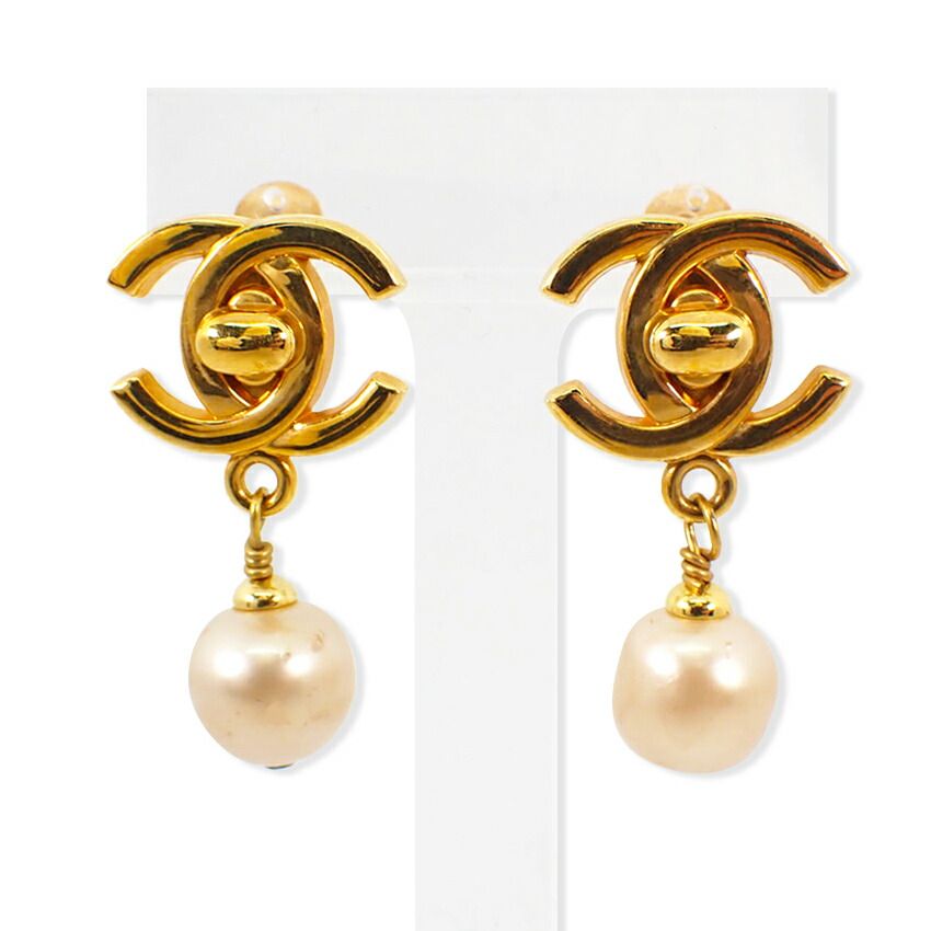 CHANEL|シャネル|フェイクパールイヤリング|金色金具|箱有|g512-33