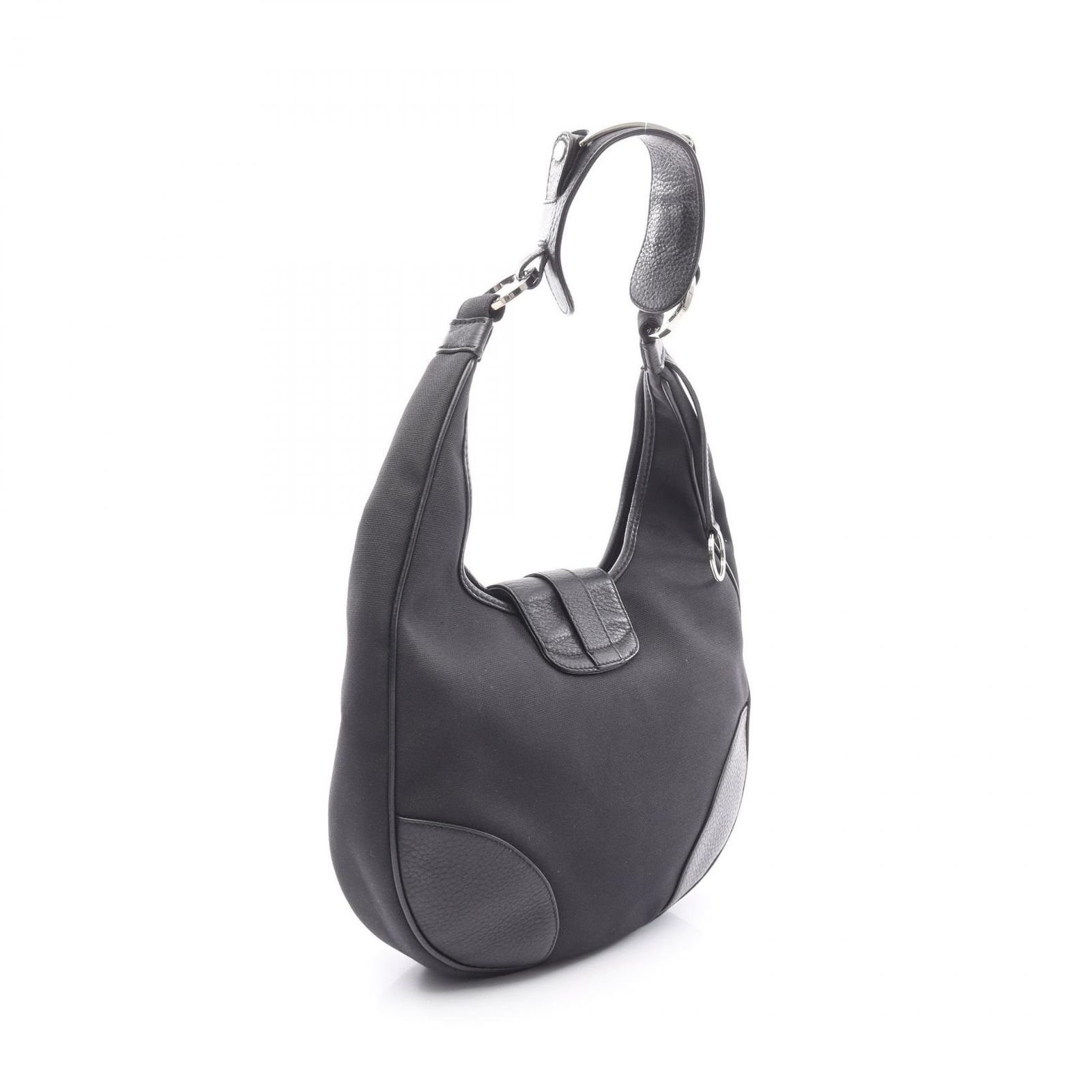 ブルガリ BVLGARI ショルダーバッグ ブラック キャンバス レザー ワン