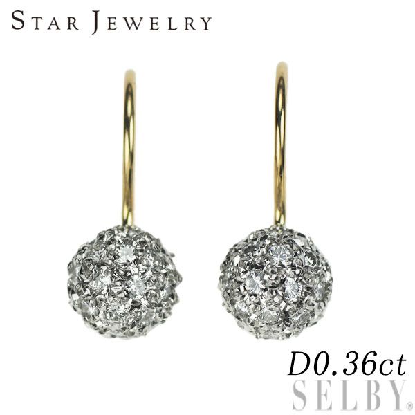 スタージュエリー K18YG| Pt900 ダイヤモンド ピアス 0.36ct パヴェ