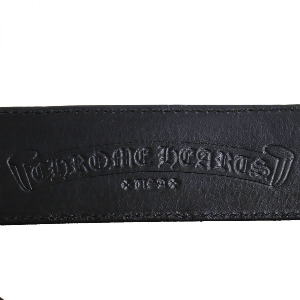 良品●CHROME HEARTS クロムハーツ レザー クラシックオーバルクロス スターリングシルバー ベルト ブラック×シルバー 36 メンズ  q11-st30303-668