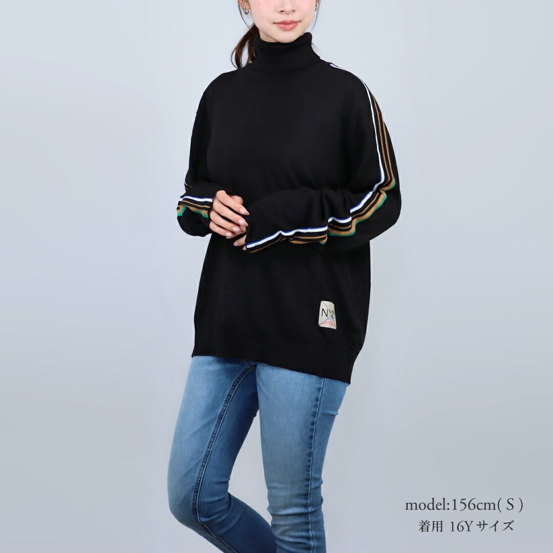 ヌメロヴェントゥーノ N°21 キッズ レディース ニット セーター プルオーバー N2108 0N900 ブラック STEELWINDOWSANDDOORS_COM