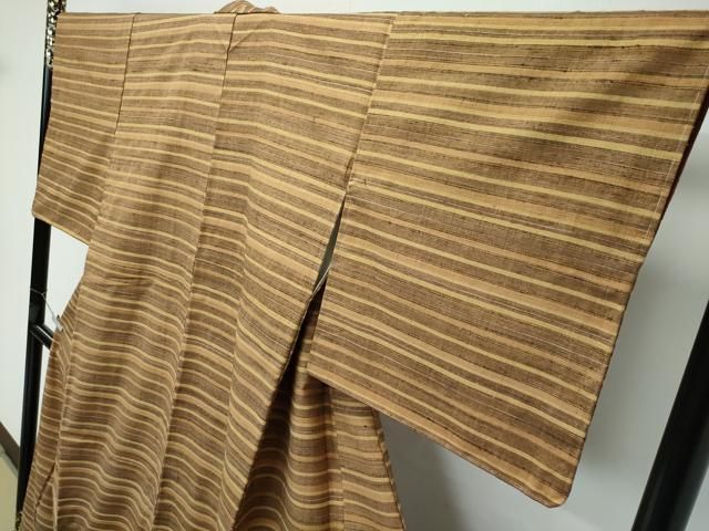 平和屋本店■極上　郡上紬　草木染　横段文　逸品　未使用　CZAA3431s5 平和屋本店□極上 郡上紬 草木染 横段文 逸品 未使用 CZAA3431s5