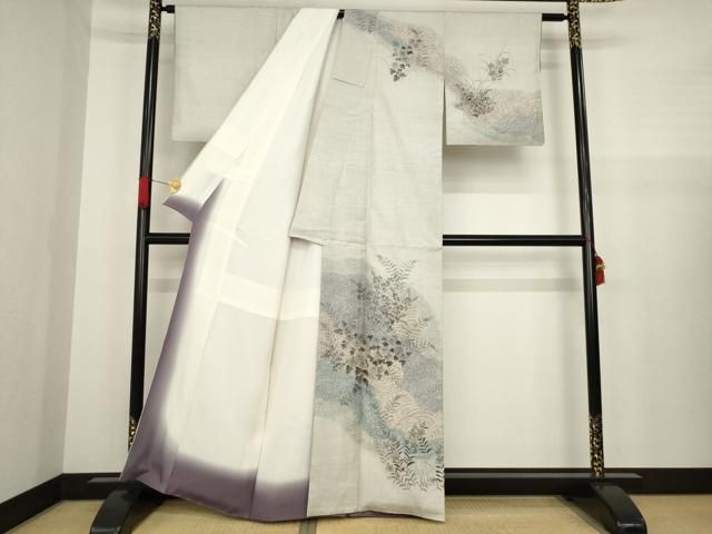 平和屋着物●本場大島紬　訪問着　100亀甲　草花文　正絹　逸品　AAAZ4961ck 平和屋着物○本場大島紬 訪問着 100亀甲 草花文 正絹 逸品 AAAZ4961ck