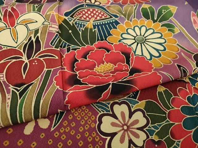 平和屋着物○豪華振袖 作家物 型染 花鳥風景 暈し染め 正絹 逸品  