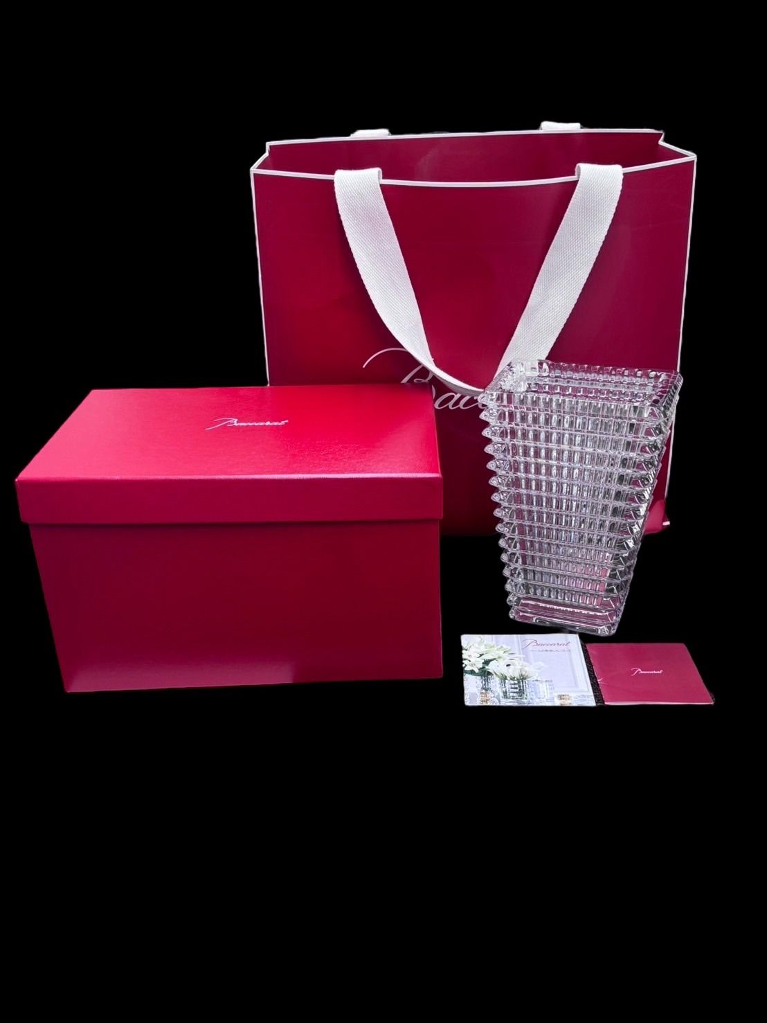 【新品】Baccarat　ベース　花瓶 バカラ (Baccarat) アイベース(花瓶) スクエア S 20 レッド